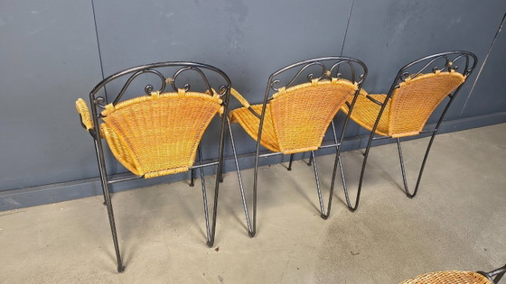 Image 1 of Chaises en osier attribuées à Frederick Weinberg, années 1960, ensemble de 6