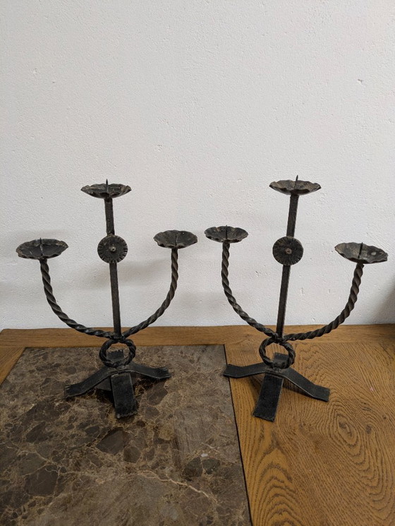 Image 1 of 2 x wrought iron candlesticks