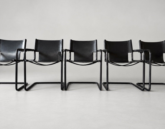 6 Vintage Mart Stam S34 — All Black — Black Leather – Dining chairs, Metal (photo 3 of 15)