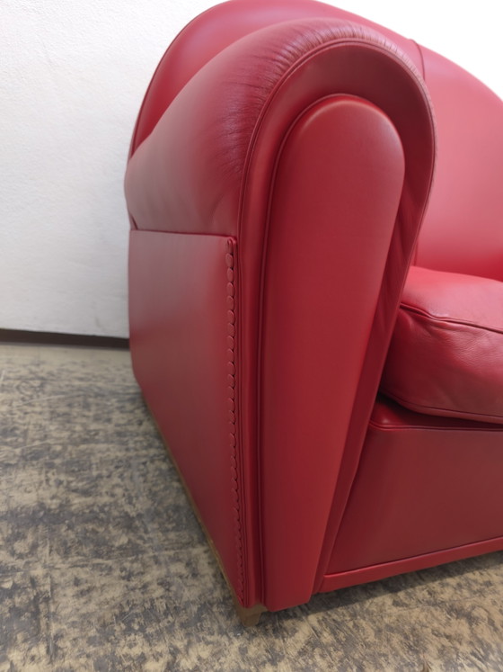 Image 1 of Poltrona Frau Vanity Fair Sofa Rode Tweezits Designer Sofa Lederen Sofa