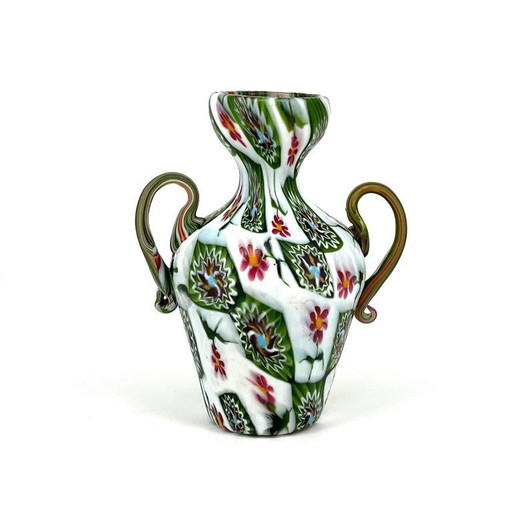 Vintage Murano Millefiori glass amphora – attr. Fratelli Toso