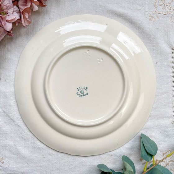 Piatto rotondo antico in terraglia "Lilas" – Longchamp XIX secolo – Stoviglie, Vintage (photo 6 of 7)