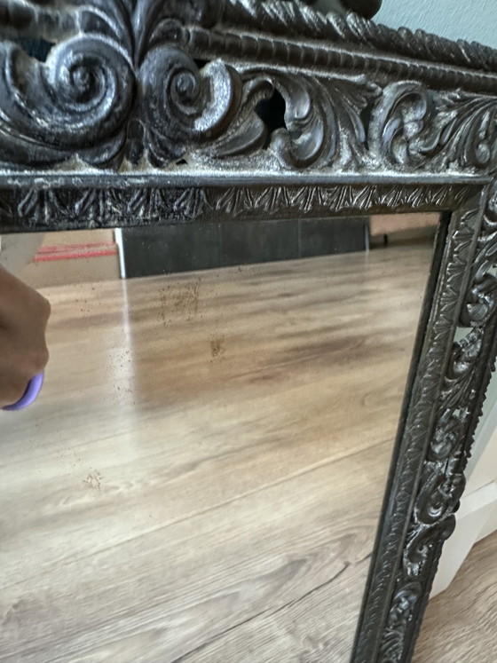 Miroir Baroque Italien Ancien – Métal Patiné – Mod. Dep. (43 x 31 cm) – Objets déco, Metal (photo 5 of 8)