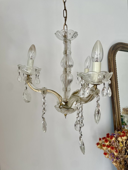 Bronze and Glass Tassel Chandelier