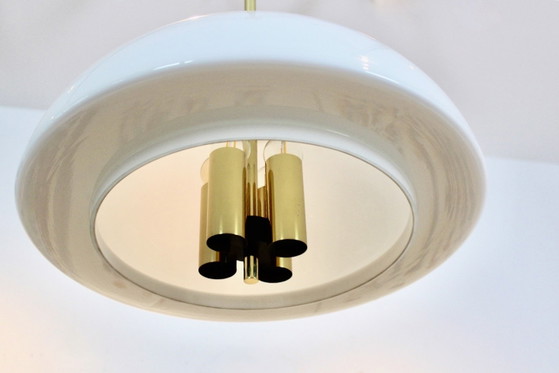 Glashütte Limburg Mushroom Pendant Light in Opal Glass and Brass, Pendant lamps (photo 9 of 13)