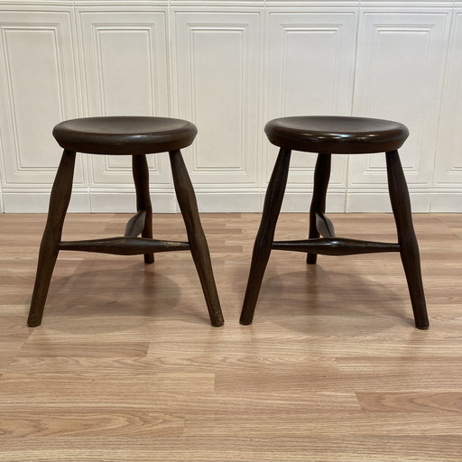 Duo de Tabourets d'Époque Tripode