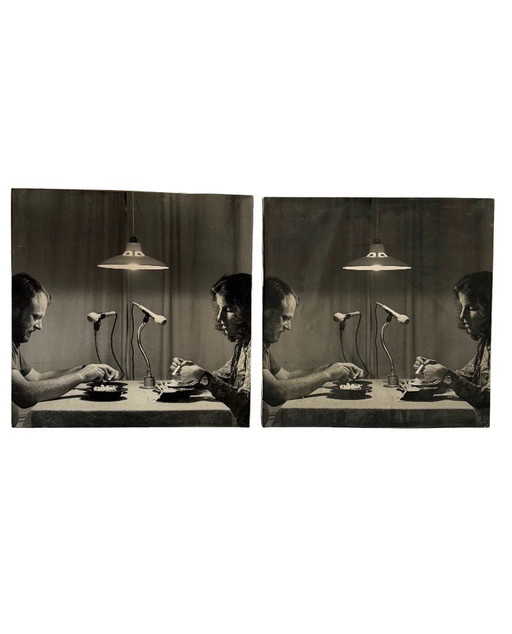 Gerry Hunt (1927 - 2023), 'Transitive Relationships' set of  2 photographical works mounted on wood panels, UK 1979