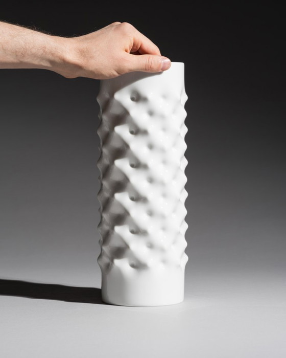 Image 1 of Rosenthal Studio-Line “Vibrations” Vase Duo Dieter Mankau White & Silver