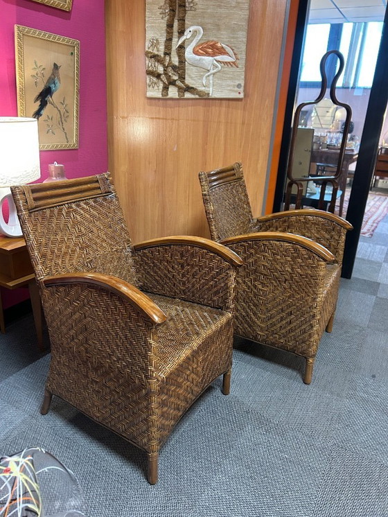 Image 1 of een paar koloniale fauteuils