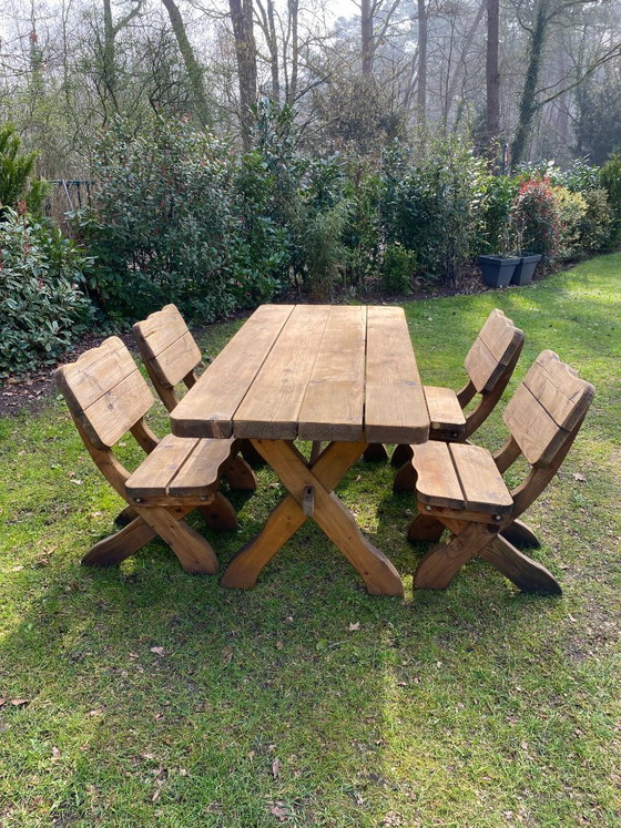 Image 1 of Robusto conjunto de jardín rústico de madera maciza con forma de tronco de árbol / cabaña