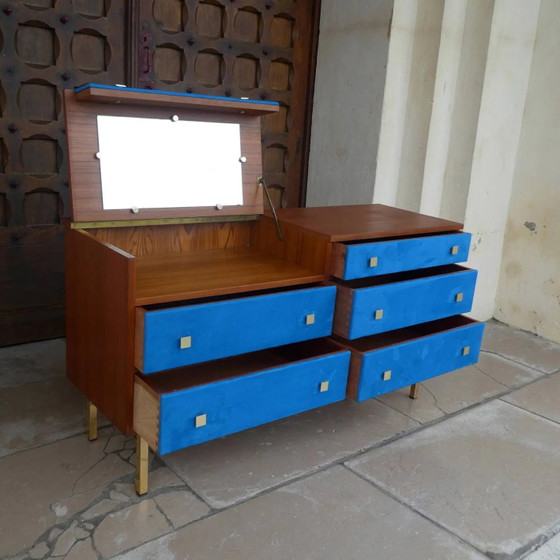 Commode/coiffeuse en teck et daim, 1950 – Vintage (photo 11 of 12)