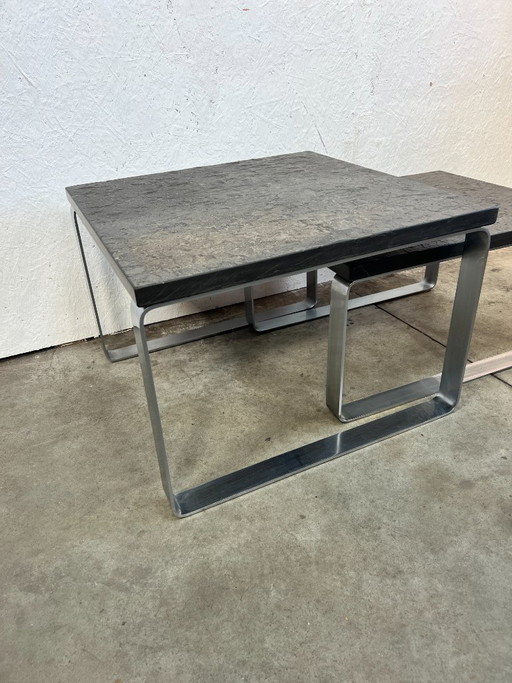Set of Vintage Coffee Tables, Slate, Peter Draenert, Belgium, 1970s