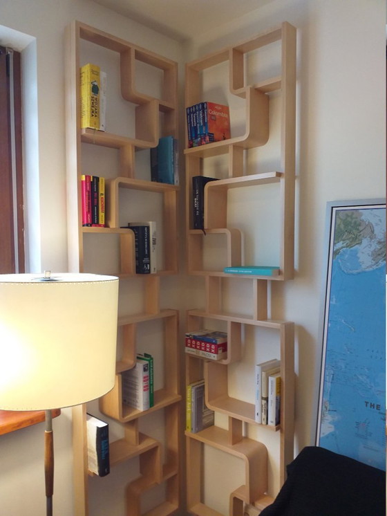 Image 1 of Two Ludvik Volak shelving partitions in curved beech wood