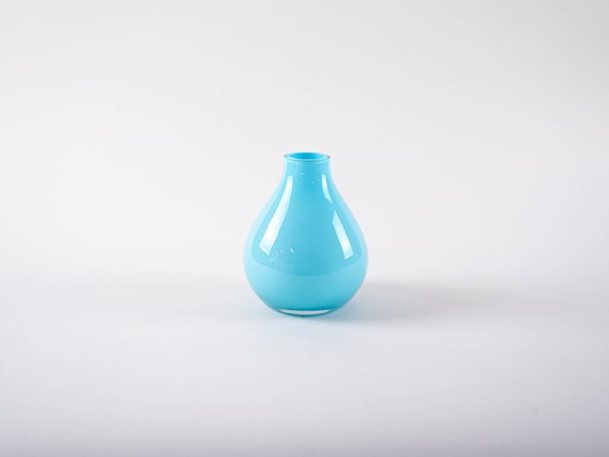 Image 1 of Light blue glass vase, Danish design, 1970s, made in Denmark
