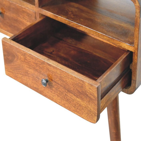 Image 1 of Console Table with 3 Drawers in Solid Mango Wood with Chestnut Finish