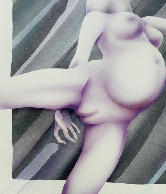 Image 1 of Yvon Adam, raro dipinto erotico del 1985 circa - incorniciato