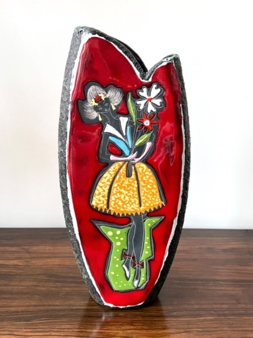 Grande vaso italiano San Marino anni '50, stile Fantoni