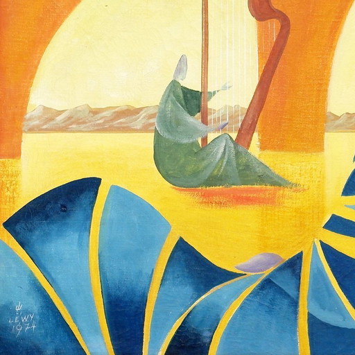 Walter Lewy 1905-1995 Surrealist scene - signed and dated 1974.