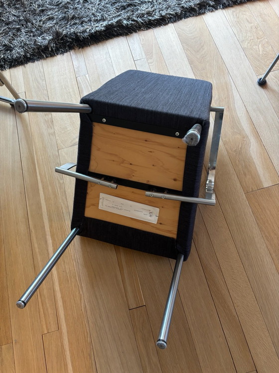 5 arX eetkamerstoelen type “Wave” – Roestvrij staal, Wol (photo 5 of 6)