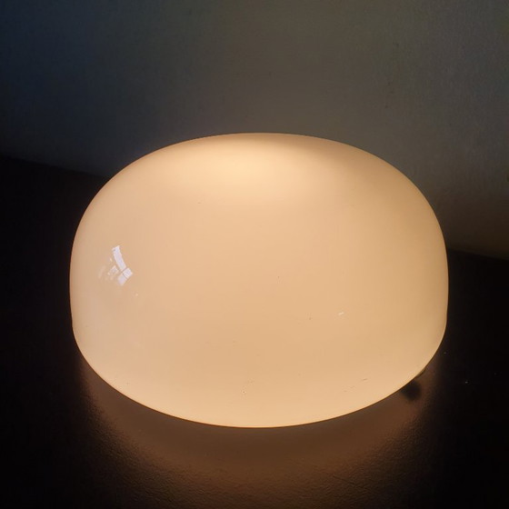 Super sleek Vintage opaline glass wall/ceiling lamp, Half moon,, Wall lights, Metal, Transparent (photo 12 of 20)