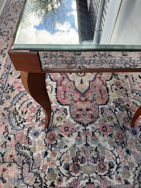 Image 1 of Small wooden coffee table and mirror from the 1950s