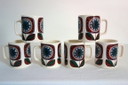 6 Becher mit stilisiertem Blumendekor Deutschland, 70er Jahre