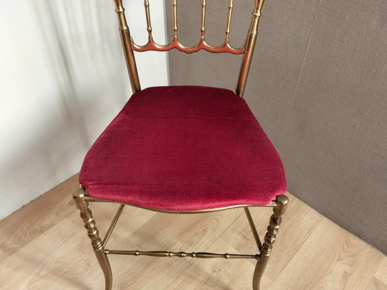 Silla Chiavari italiana de latón, Sillas y sillones, Terciopelo, Dorado (foto 2 de 6)