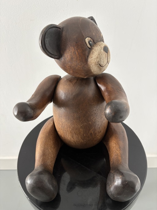 ours en peluche vintage en bois