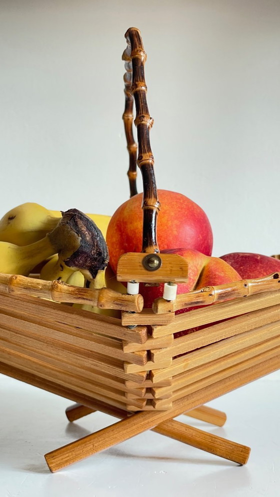 Image 1 of Vintage Wooden and Bamboo Fruit Bowl