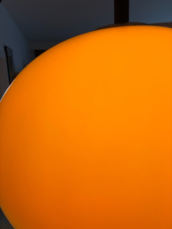 Vintage mushroom Pendant lamp Massive space age, Plastic, Chrome, Orange (photo 12 of 14)