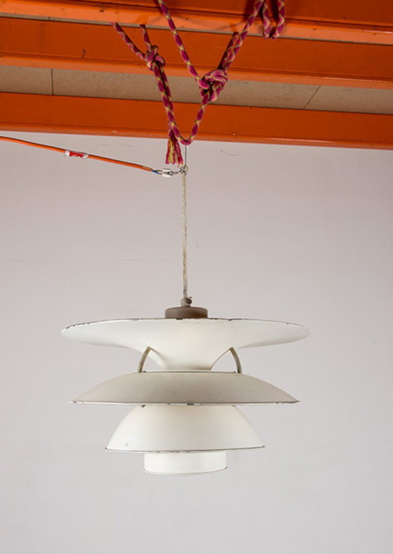Image 1 of Danish suspension lamp in brushed metal, Model PH 6 ½ -6V Called "Charlottenborg" by Poul Henningsen for Louis Poulsen