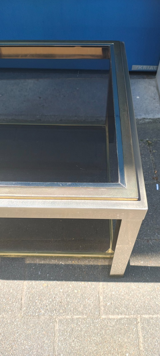 Image 1 of VINTAGE Coffee Table Metal & Glass in Smoked Glass The 70s