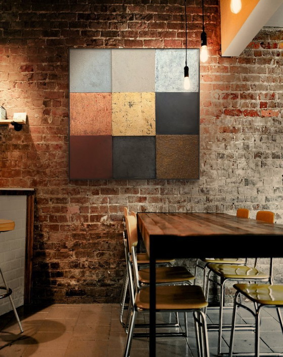 Image 1 of Concrete & Gold Composition 120 x 120 cm