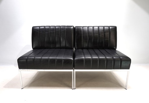 Stoll Giroflex Set of 2 Leather Lounge Chairs, 1970