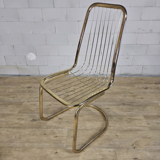 Image 1 of Vintage dining table set with chairs Gastone Rinaldi 70s brass (1970s) mid-century design (Italian design) Hollywood Regency