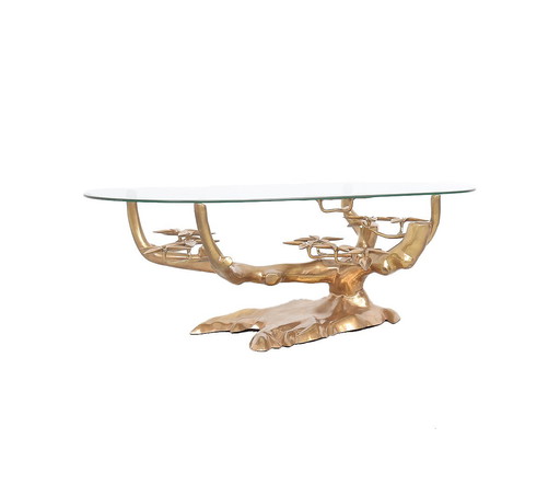 Willy Daro Bonsai coffee table brass, 1970s
