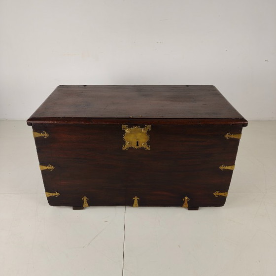 Image 1 of 18th-century Dutch VOC colonial chest with brass fittings