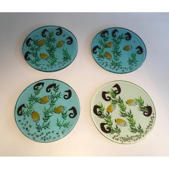 Image 1 of Set of 4 vintage resin trays, French 1970s