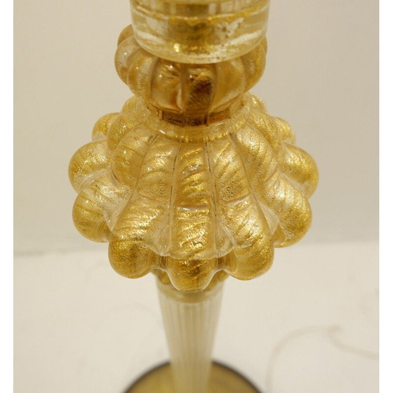 Image 1 of Vintage Murano Table Lamp Barovier & Toso 'Cordonato D'Oro' 1950s
