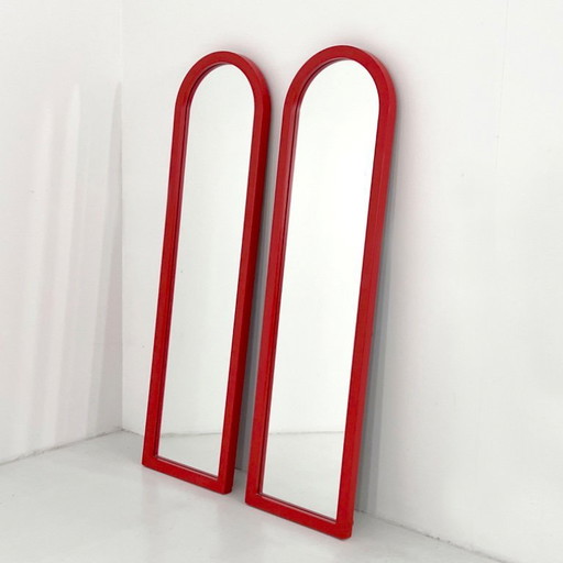 Miroir à cadre rouge d'Anna Castelli Ferrieri pour Kartell, années 1980