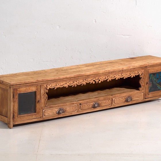 Credenza bassa antica in legno di pino – Cina, circa 1930 – Credenze con vetrina, Iron (photo 4 of 40)