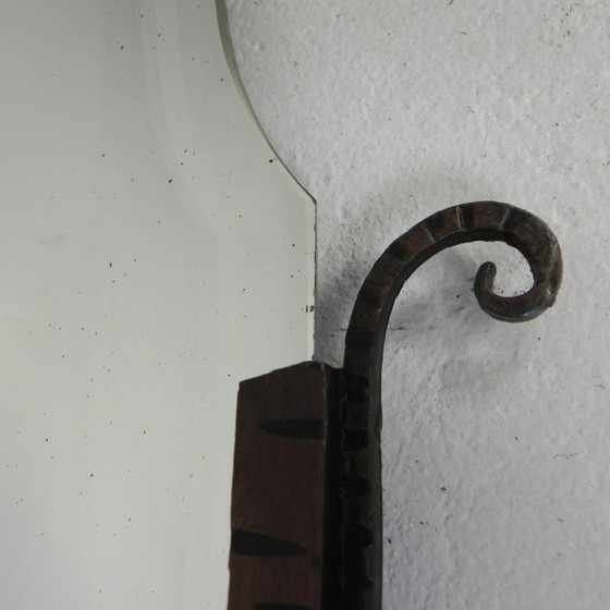 Image 1 of Art Deco mirror with faceted glass in steel frame, 1930s