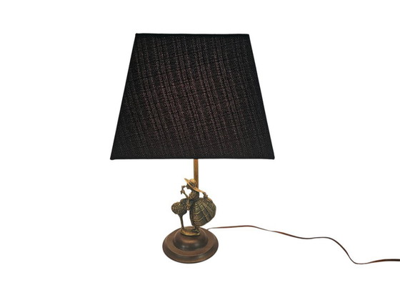 Image 1 of Lampe de table vintage - laiton - style Hollywood Regency - « Dame à la crinoline » années 1940