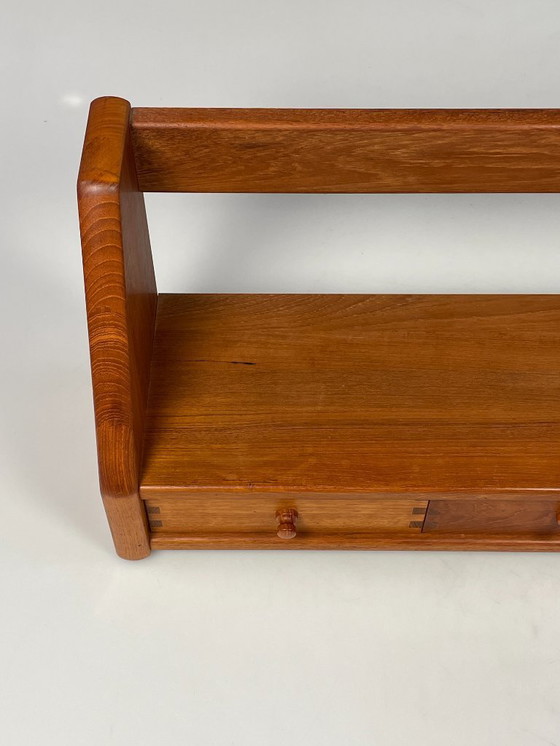 Image 1 of Vintage Wall Shelf With Drawers, Dyrlund, Solid Teak, Denmark 1970's