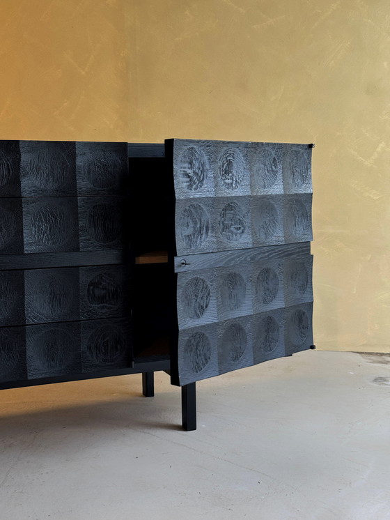 Image 1 of Brutalistisch dressoir in zwart gebeitst eiken van J. Batenburg voor MI België