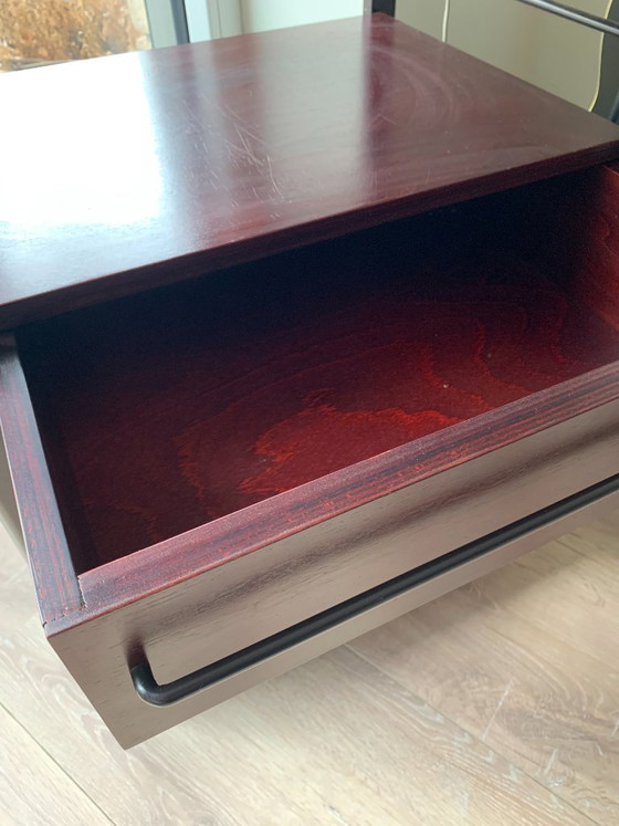 Mahogany Wood Metal Audio Furniture/Side Table Vintage, Chest of drawers, Brown, Modern (photo 5 of 10)