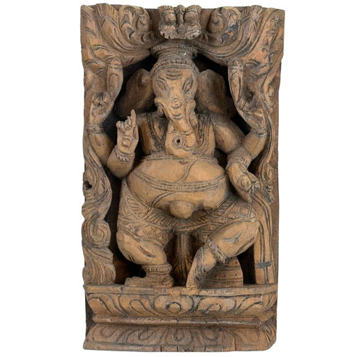Carved Wooden Panel with Ganesha, India, Circa 19th Century