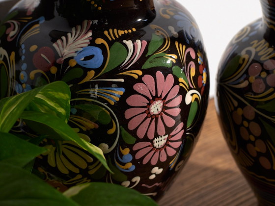 Pair of Vintage Glazed Ceramic Vases, Central Europe, circa 1950 #5, Brown (photo 2 of 12)
