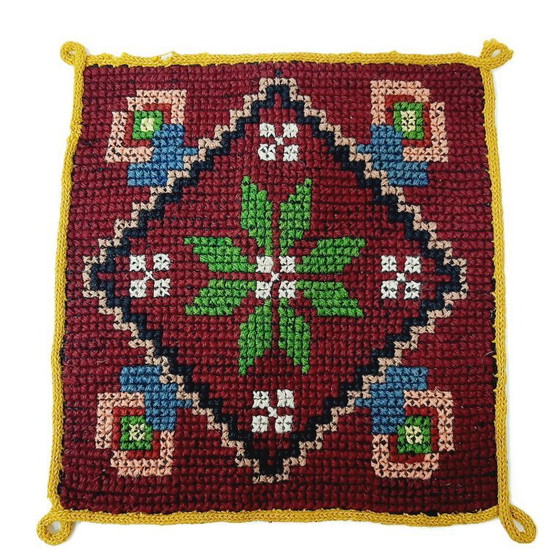 Image 1 of Vintage, hand-woven wool tapestry or small rug