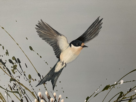 Image 1 of Hand-Painted Painting Dandelion Field By J&S